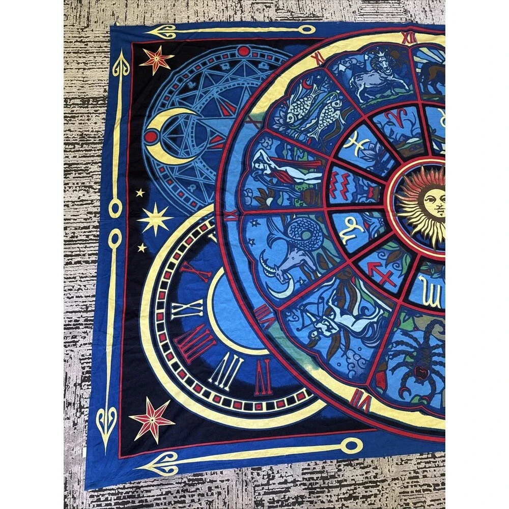 Zodiac Clockwork Tapestry Boho Tapestry Wall Hanging Sun Moon Decor` 60”x90”